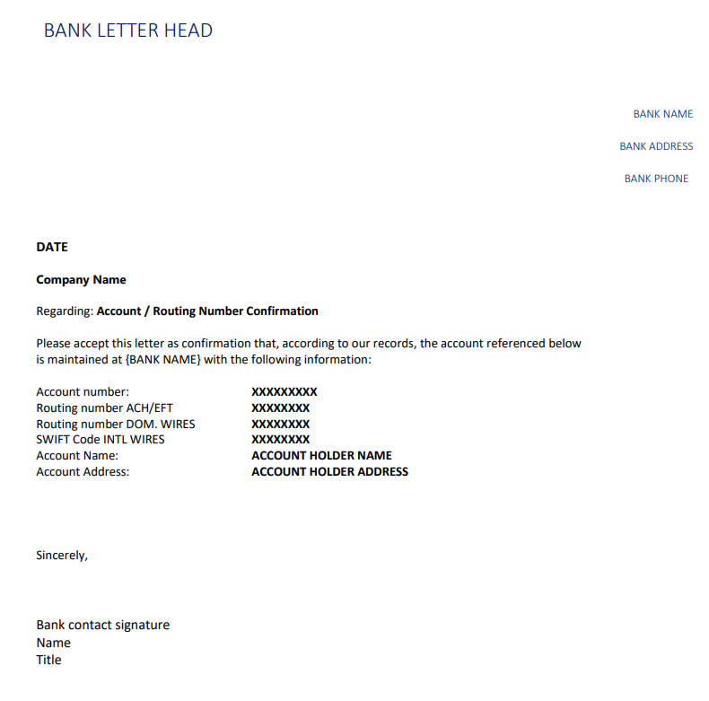 Bank Letterhead Example